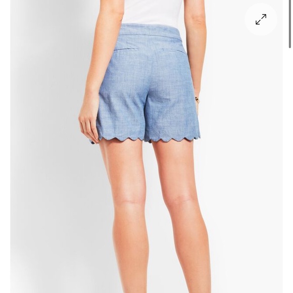 Talbots Chambray Scalloped Hem Shorts Size 10p - Picture 2 of 7